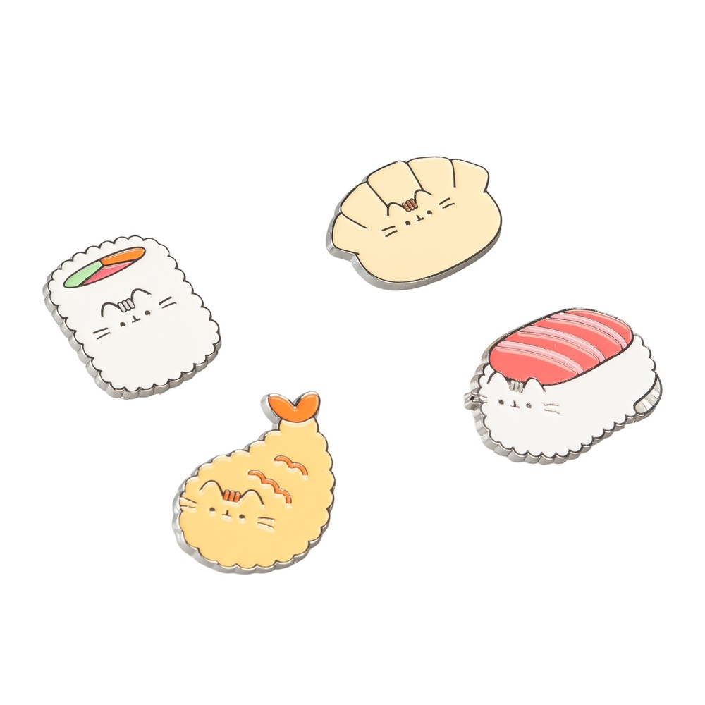 Grupo Erik Pusheen - Set Of 4 Sushi Roll Button pin - Mehrfarben